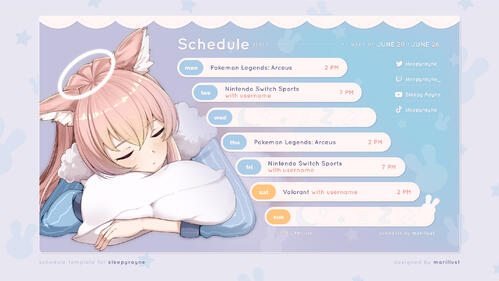 Schedule Template for Sleepy Rayne